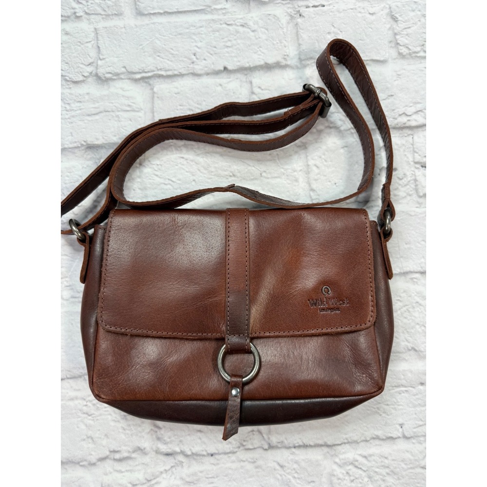 Wild West Crossbody Bag Womens Medium Brown Excellent Leather Flap Western
